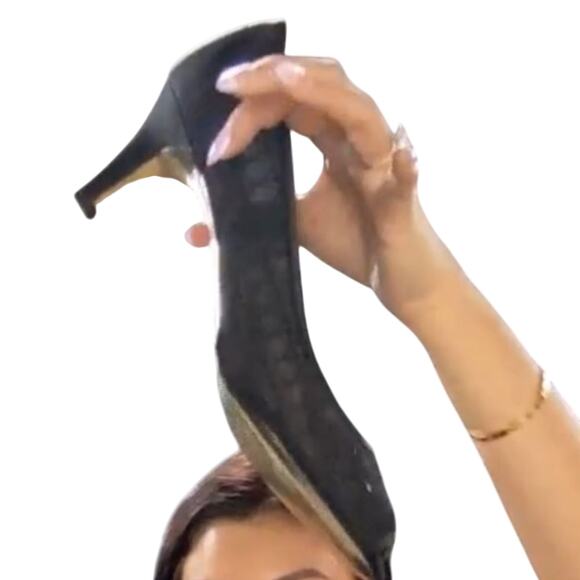 Adrianna Papell Juliette Black Aria Mesh Peeptoe Dress Pump New in Box MSRP $128 - Picture 9 of 10